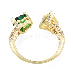 Colorful Cubic Zirconia Heart Open Cuff Ring&nbsp;RJEW-G261-20G