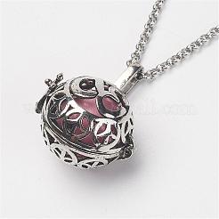 Brass Cage Pendant Necklaces&nbsp;NJEW-JN01868