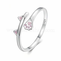 Cat Paw Print 925 Sterling Silver Enamel Cuff Rings&nbsp;FS-WG89A7D-01