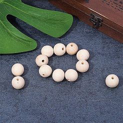 Round Unfinished Wood Beads and Nylon Packaging Vacuum Bag&nbsp;WOOD-PH0008-50