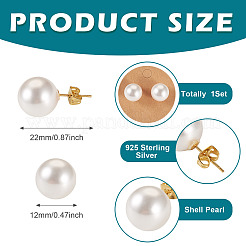 925 Sterling Silver Round Stud Earrings&nbsp;EJEW-TAC00030-02