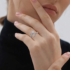 4Pcs 2 Colors Alloy Micro Pave Clear Cubic Zirconia Cuff Rings for Women&nbsp;RJEW-GO0001-10