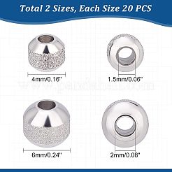 40Pcs 2 Style Textured 304 Stainless Steel Beads&nbsp;STAS-UN0037-81B