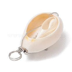 6Pcs 6 Styles Natural Cowrie Shell Copper Wire Wrapped Star & Heart & Round Pendants&nbsp;PALLOY-JF02938