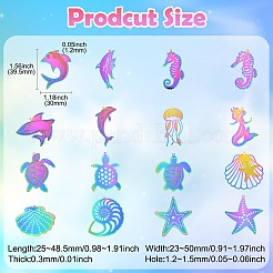 16Pcs 16 Styles Ion Plating(IP) 304 Stainless Steel Etched Metal Embellishments Pendants&nbsp;STAS-CJ0002-56