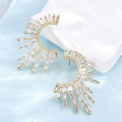 Cubic Zirconia Sun Stud Earrings&nbsp;EJEW-G341-07G