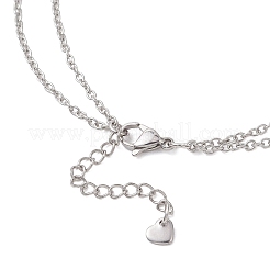 Stainless Steel Fairy and Heart Pendant 304 Stainless Steel Cable Chain Double Layer Necklaces for Women&nbsp;NJEW-JN05810-02