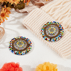 2Pcs Non Woven Fabric Embroidery Needle Felt and Seed Beads Cloth Appliques&nbsp;PATC-PH0001-40A
