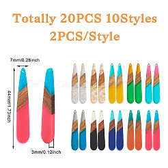 20Pcs 10 Styles Resin & Walnut Wood Big Pendants&nbsp;BT-TAC0013-02