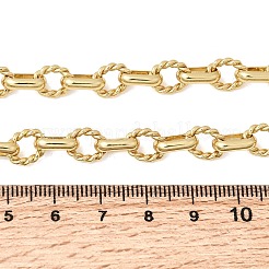 Brass Oval & Twist Ring Link Chain Necklaces for Women&nbsp;NJEW-F366-08G