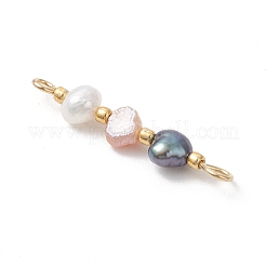 Natural Baroque Keshi Pearl Two Sides Polished Beaded Links Connector Charms&nbsp;PALLOY-JF04813