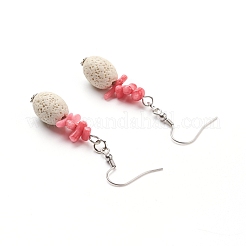 Natural Lava Rock Dangle Earrings&nbsp;EJEW-E260-A04