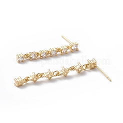 Clear Cubic Zirconia Tassel Dangle Stud Earrings&nbsp;EJEW-L261-006G