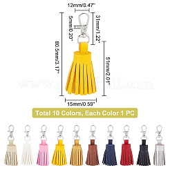 10Pcs 10 Colors PU Imitation Leather Tassel Keychains&nbsp;KEYC-WR0001-19