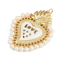 Brass White Enamel Pendants&nbsp;KK-L244-04G