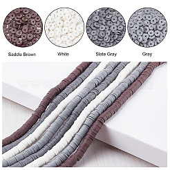 8 Strands 4 Colors Flat Round Handmade Polymer Clay Beads&nbsp;CLAY-PH0001-77