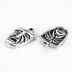 Tibetan Style Alloy Frowning Face Pendants&nbsp;TIBEP-N008-067AS-RS