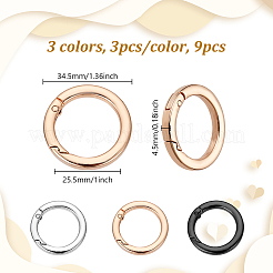 9Pcs 3 Colors Alloy Spring Gate Rings&nbsp;FIND-NB0006-25B