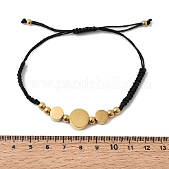 Adjustable 304 Stainless Steel Flat Round with Saint Benedict Braided Bead Bracelets for Women&nbsp;BJEW-K295-03G-02