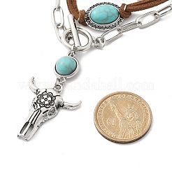 3Pcs 3 Styles Retro Synthetic Turquoise & CCB Plastic Beaded Necklace Set&nbsp;NJEW-B120-01B