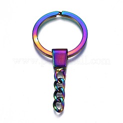 Rainbow Color Alloy Split Key Rings&nbsp;PALLOY-S180-229-NR