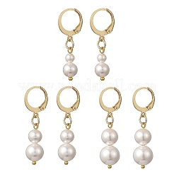 Shell Pearl Leverback Dangle Earrings&nbsp;EJEW-JE07290