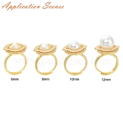 Flat Round Brass Micro Pave Cubic Zirconia Adjustable Ring Settings&nbsp;KK-K297-06G