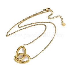 PVD Vacuum Plating 304 Stainless Steel Heart Pendant Twisted Chain Necklaces&nbsp;NJEW-I129-05G