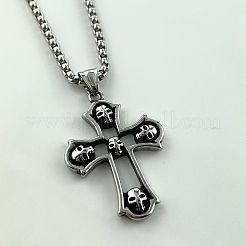 Skull Cross Punk 316 Surgical Stainless Steel Pendant Necklaces for Men&nbsp;OQ7768
