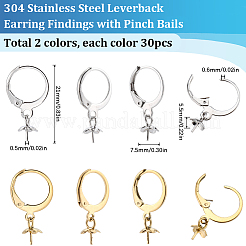60Pcs 2 Colors 304 Stainless Steel Leverback Earring Findings&nbsp;STAS-SC0006-48