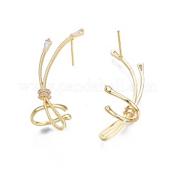 Cubic Zirconia Wrapped Knot Stud Earrings&nbsp;EJEW-N012-42