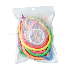 7Strands 7 Colors Flat Round Handmade Polymer Clay Beads&nbsp;CLAY-FS0001-28