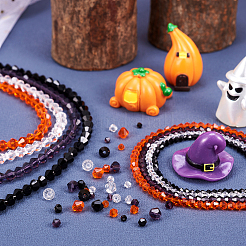12 Strands 12 Style Halloween Theme Transparent Glass Beads Strands&nbsp;GLAA-TA0001-42