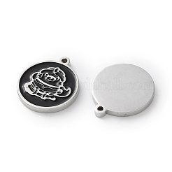 304 Stainless Steel Black Enamel Charms&nbsp;STAS-M102-17P-02