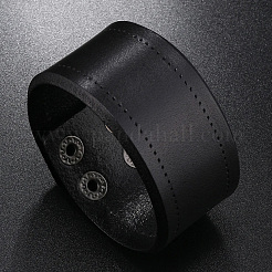 2Pcs 2 Colors Flat Sided Cowhide Leather Cord Bracelets&nbsp;BJEW-CL0001-58