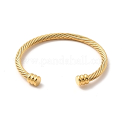 Ion Plating(IP) 304 Stainless Steel Twist Rope Open Cuff Bangle&nbsp;BJEW-P283-10A-G