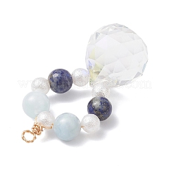 3Pcs 3 Styles Round Natural Amethyst & Dyed Quartz & Rose Quartz & Green Aventurine & Lapis Lazuli & Citrine Round Beaded Big Pendants&nbsp;PALLOY-JF04720