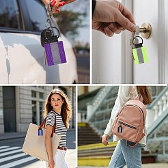 30Pcs 5 Colors Reflective Rectangle Polyester Pendant Keychains&nbsp;KEYC-CO0001-02