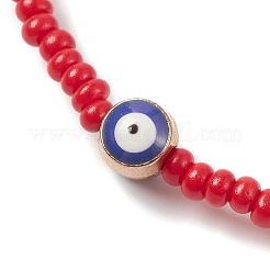 Glass Seed & Alloy Enamel Evil Eye Beaded Stretch Bracelet&nbsp;BJEW-JB09427