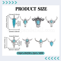 16Pcs 8 Styles Dyed Synthetic Turquoise Pendants&nbsp;FIND-ME0003-28
