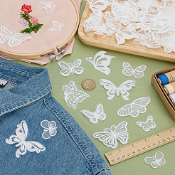 60Pcs 10 Styles Polyester Lace Butterfly Ornament Accessories&nbsp;FIND-FG0005-16