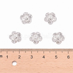 201 Stainless Steel 5-Petal Flower Filigree Fancy Bead Caps&nbsp;STAS-E088-01