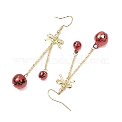 2Pairs 2 Colors Christmas Theme Brass Bell & Bowknot Dangle Earrings&nbsp;EJEW-JE05824