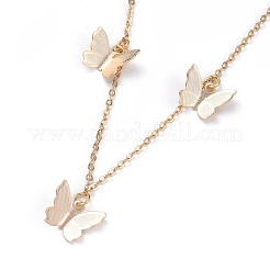 Brass Butterfly Pendant Necklaces&nbsp;NJEW-JN02678-01