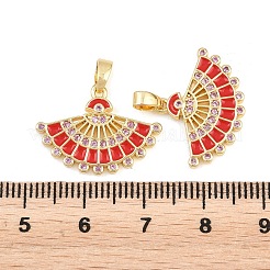 Brass Enamel Pink Cubic Zirconia Pendants&nbsp;KK-E800-09C-G