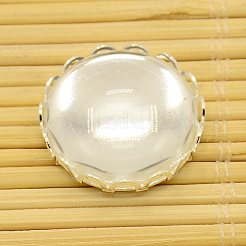 Brass Cabochon Settings and Flat Round Transparent Clear Glass Cabochons&nbsp;KK-X0003-S-RS