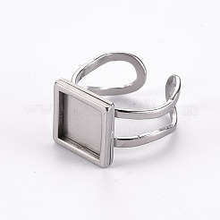Tarnish Resistant 201 Stainless Steel Cuff Pad Ring Settings&nbsp;STAS-S080-041A-P