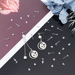 50Pcs Transparent Painless Prevent Allergy Resin Stud Earring Findings with Stainless Steel Findings&nbsp;KY-DC0001-03