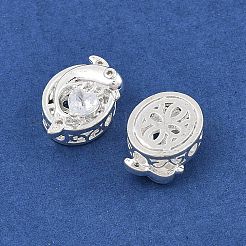 Rack Plating Brass Micro Pave Cubic Zirconia Beads&nbsp;KK-F879-01S-02