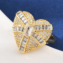 Brass Micro Pave Cubic Zirconia Adjustable Cuff Rings&nbsp;RJEW-C139-11G